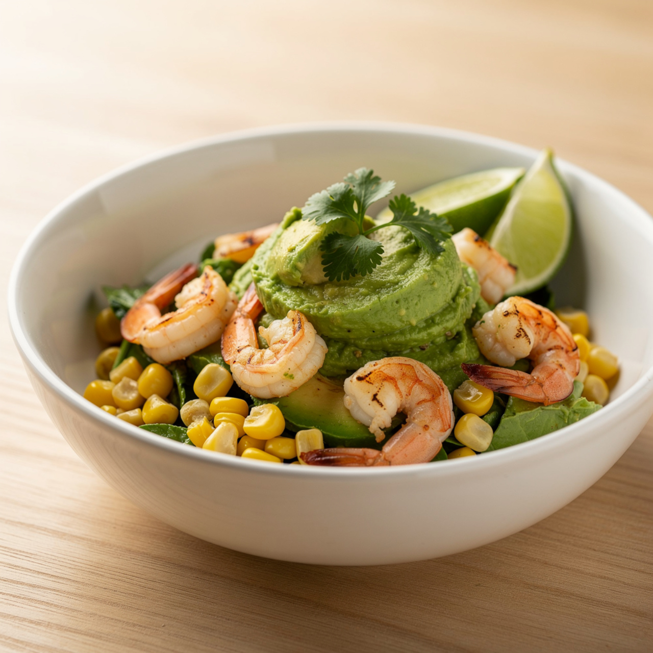 Avocado Corn Salad with Grilled Shrimp