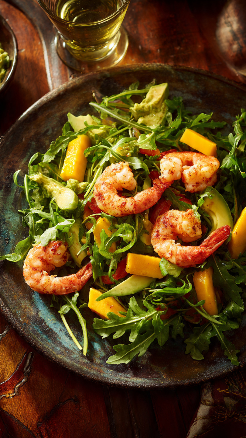 Shrimp Avocado Salad with Arugula and Mango